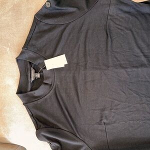 Long Sleeve Women’s Black Mini Dress with Buttons on left Sleeve